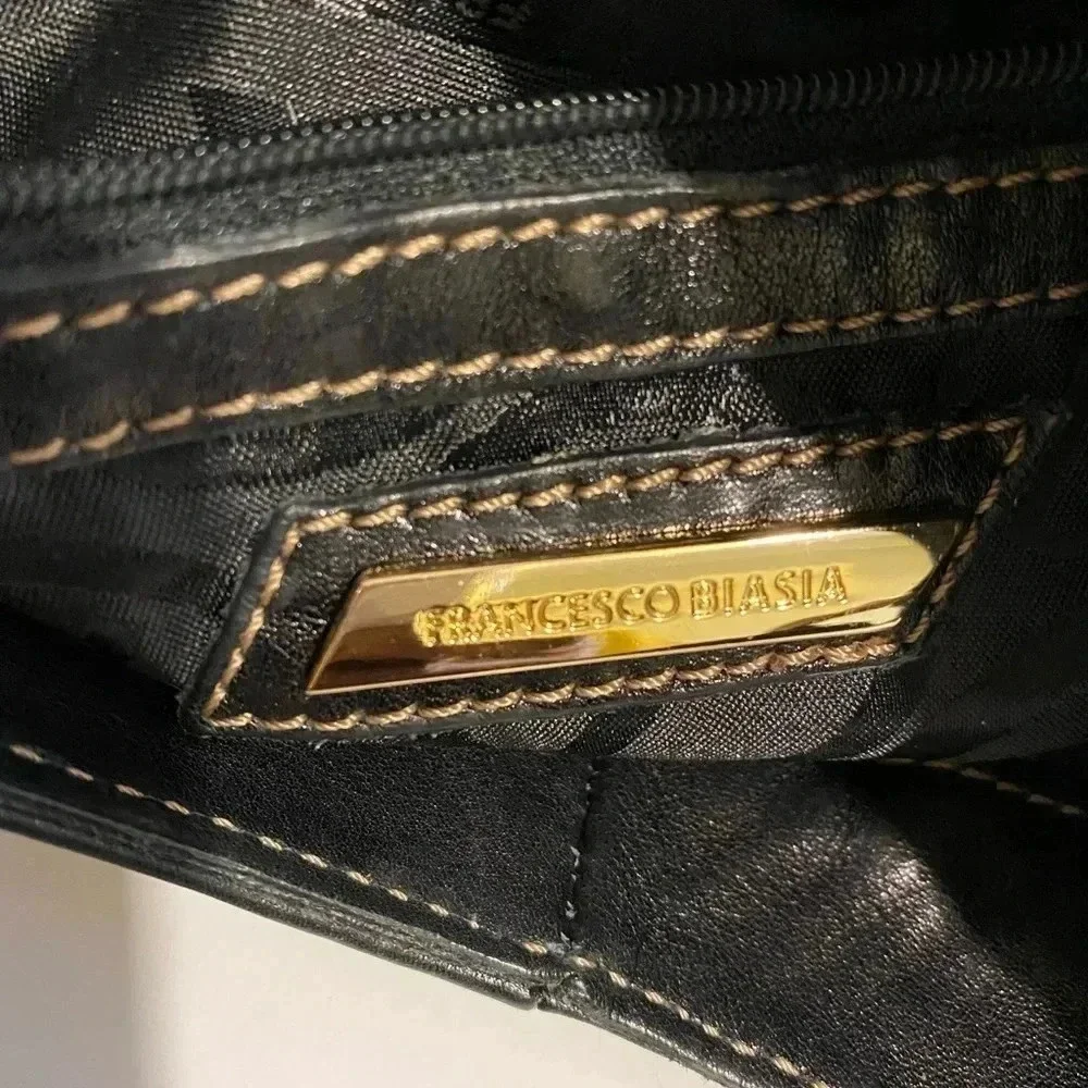 Francesco Biasia black leather hobo handbag